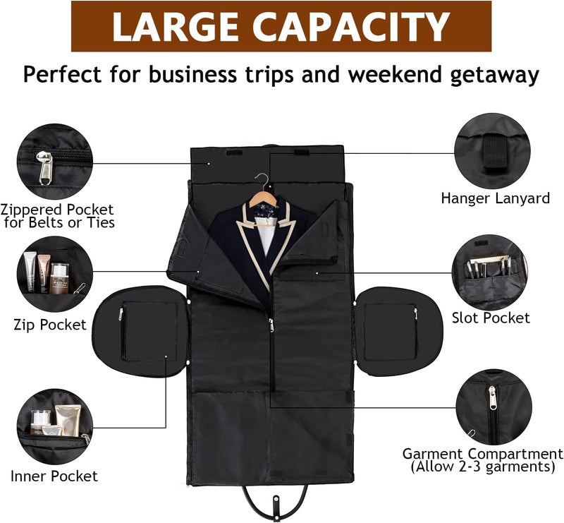 TIBES Garment Bag for Travel Convertible Carry On Garment Bag Large Travel Duffel Bags for Women 2 in 1 Hanging Suitcase Suit Travel Bags for Women & Men 3pcs Set - Image 4